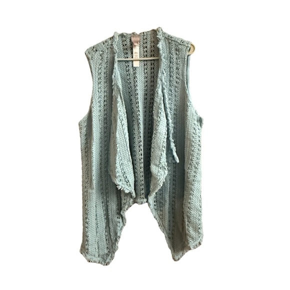 Chico's Light Blue Open Knit Vest - Picture 1 of 3